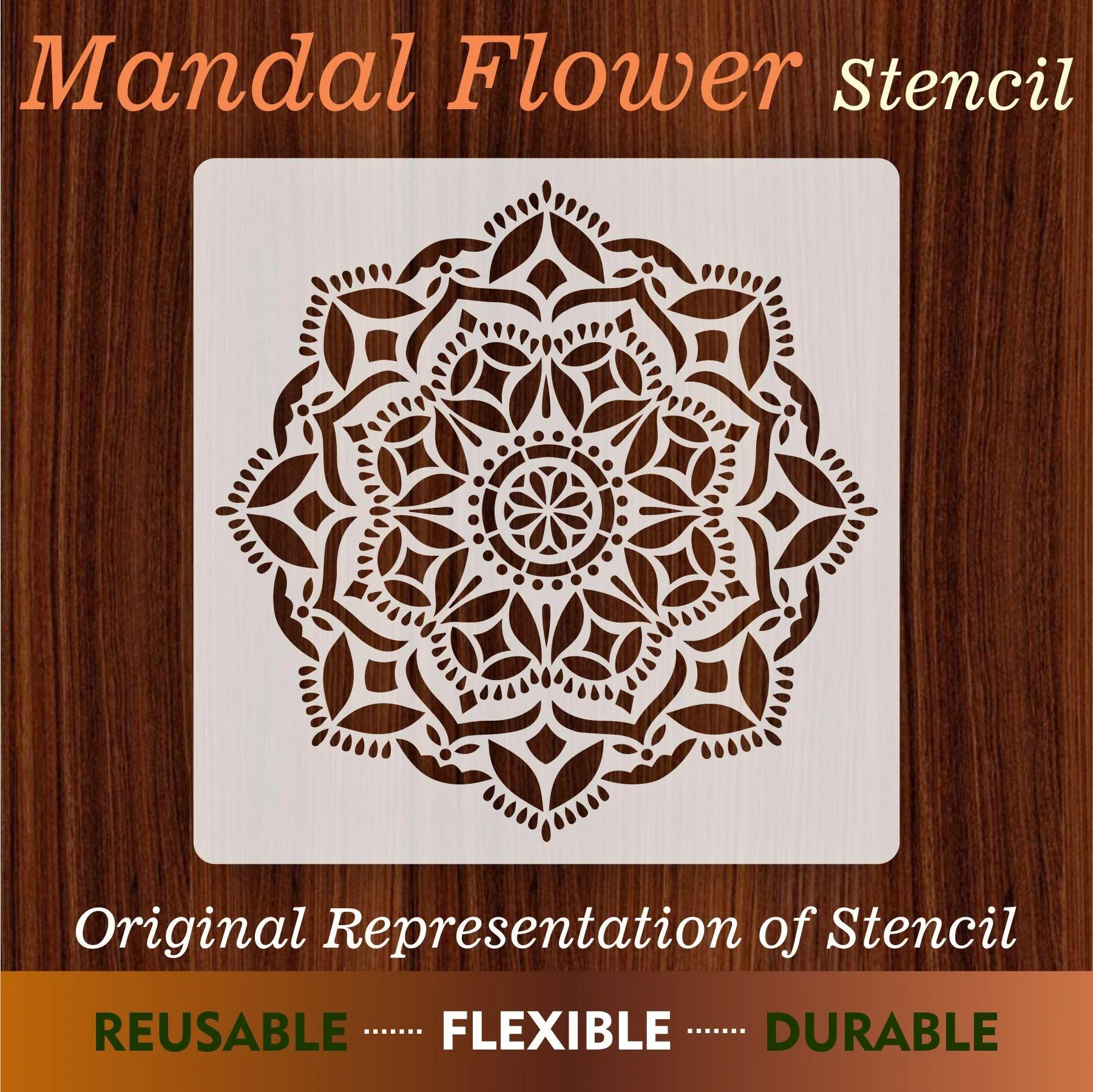 Mandala flower Reusable Stencil for Canvas and wall painting.ID#52 - Image 5