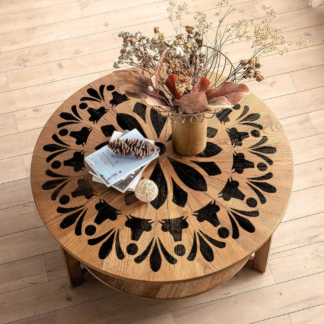 Mandala Flower Round Reusable Stencil for Canvas and wall painting.ID#34 - Image 3