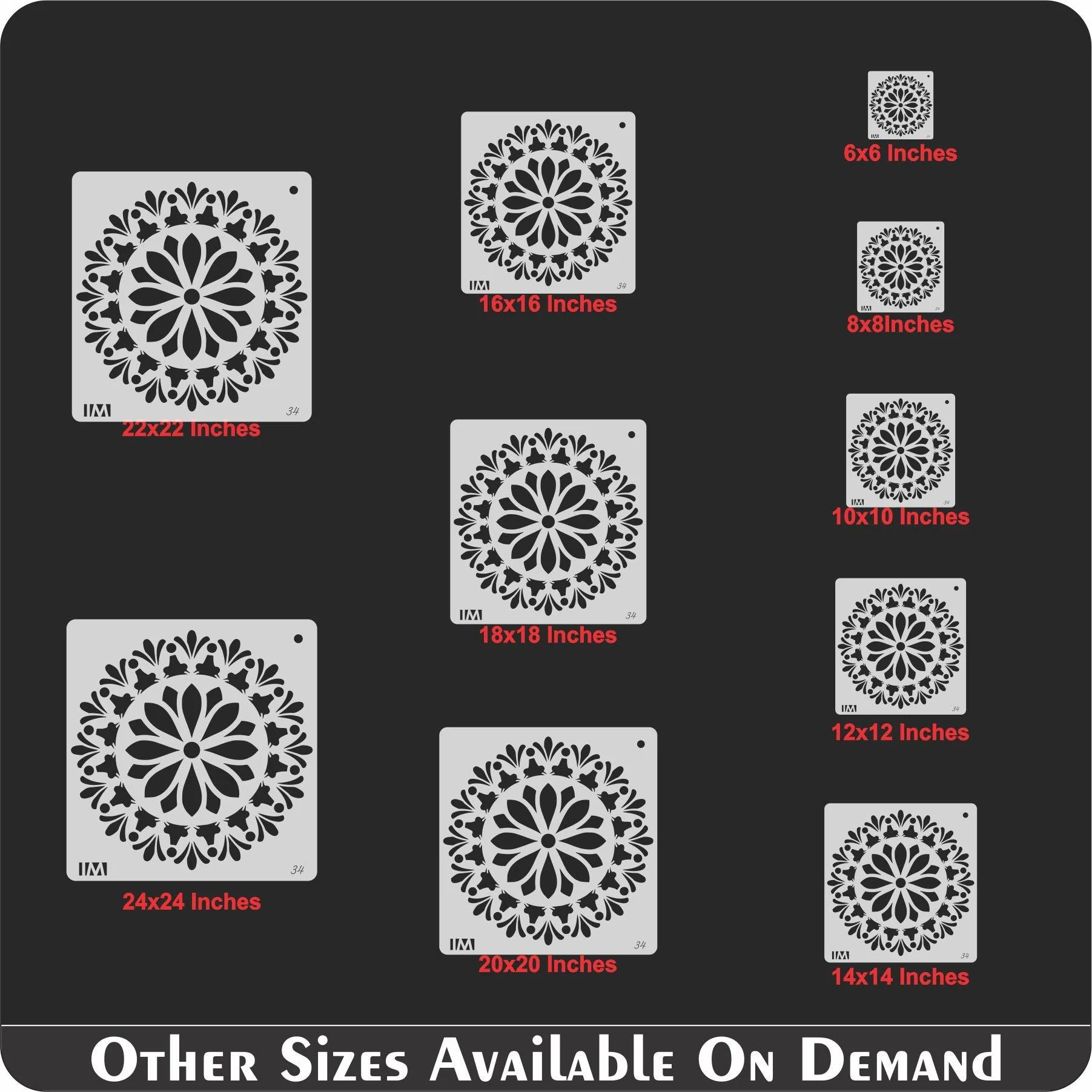 Mandala Flower Round Reusable Stencil for Canvas and wall painting.ID#34 - Image 6