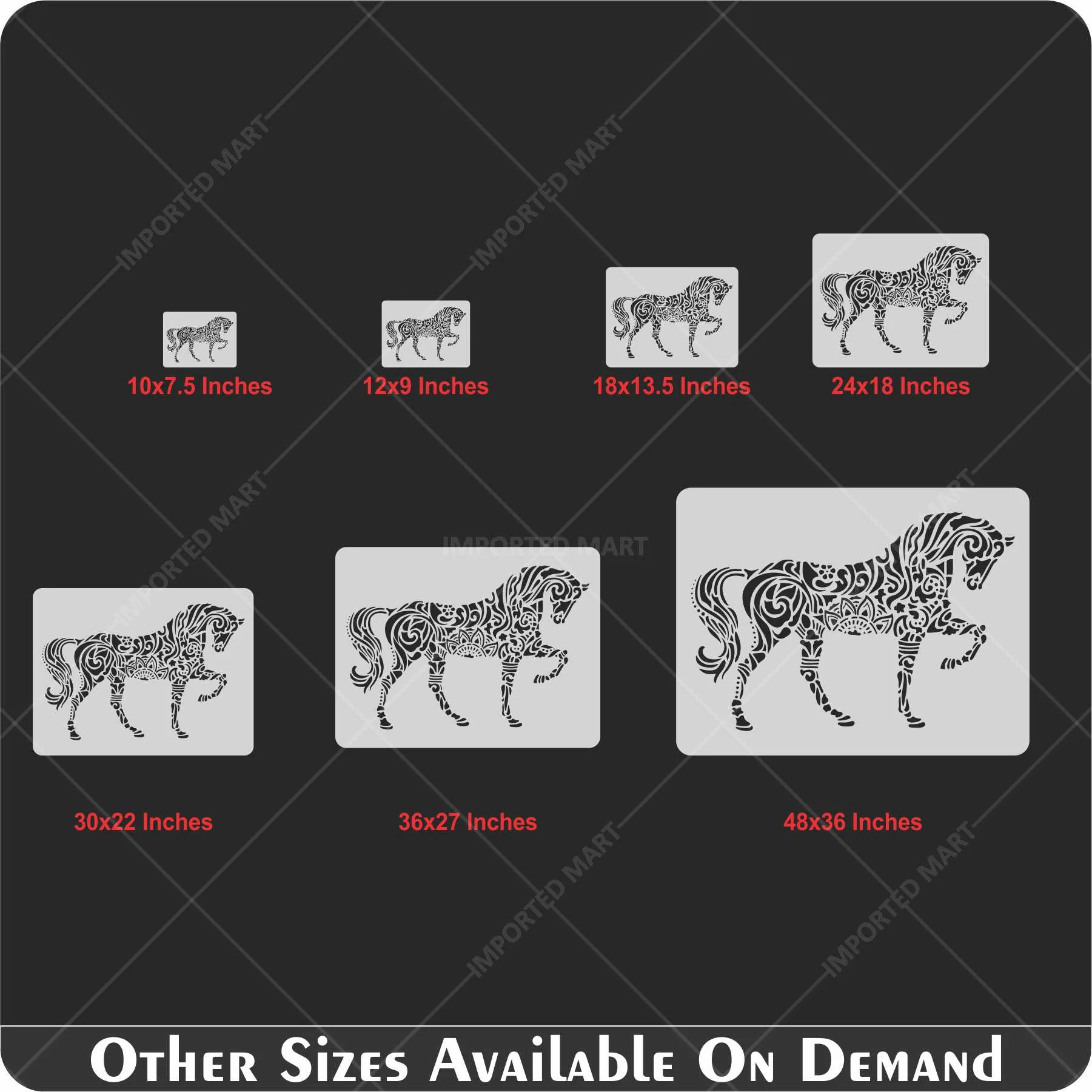 Mandala Horse Stencil for Wall, Wood & Fabric Art – Intricate Boho Design – ID# 646 - Image 2