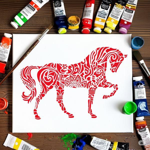 Mandala Horse Stencil for Wall, Wood & Fabric Art – Intricate Boho Design – ID# 646 - Image 6