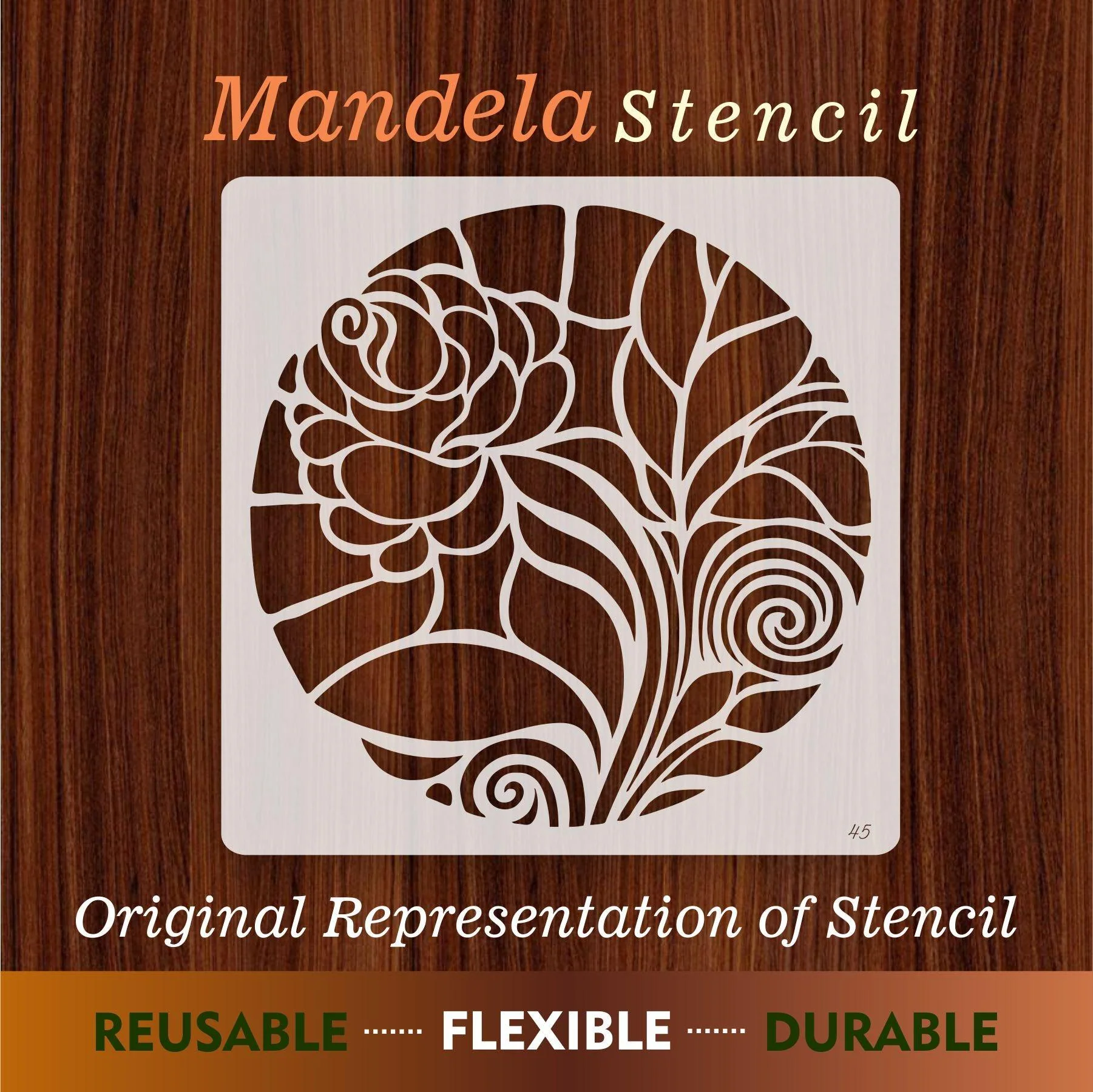 Mandala Reusable Stencil for Canvas and wall painting.ID#45 - Image 6