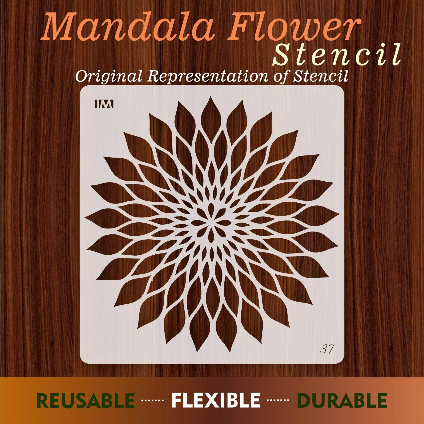 MANDALA SUNFLOWER Reusable Stencil for Canvas and wall painting.ID#37 - Image 3