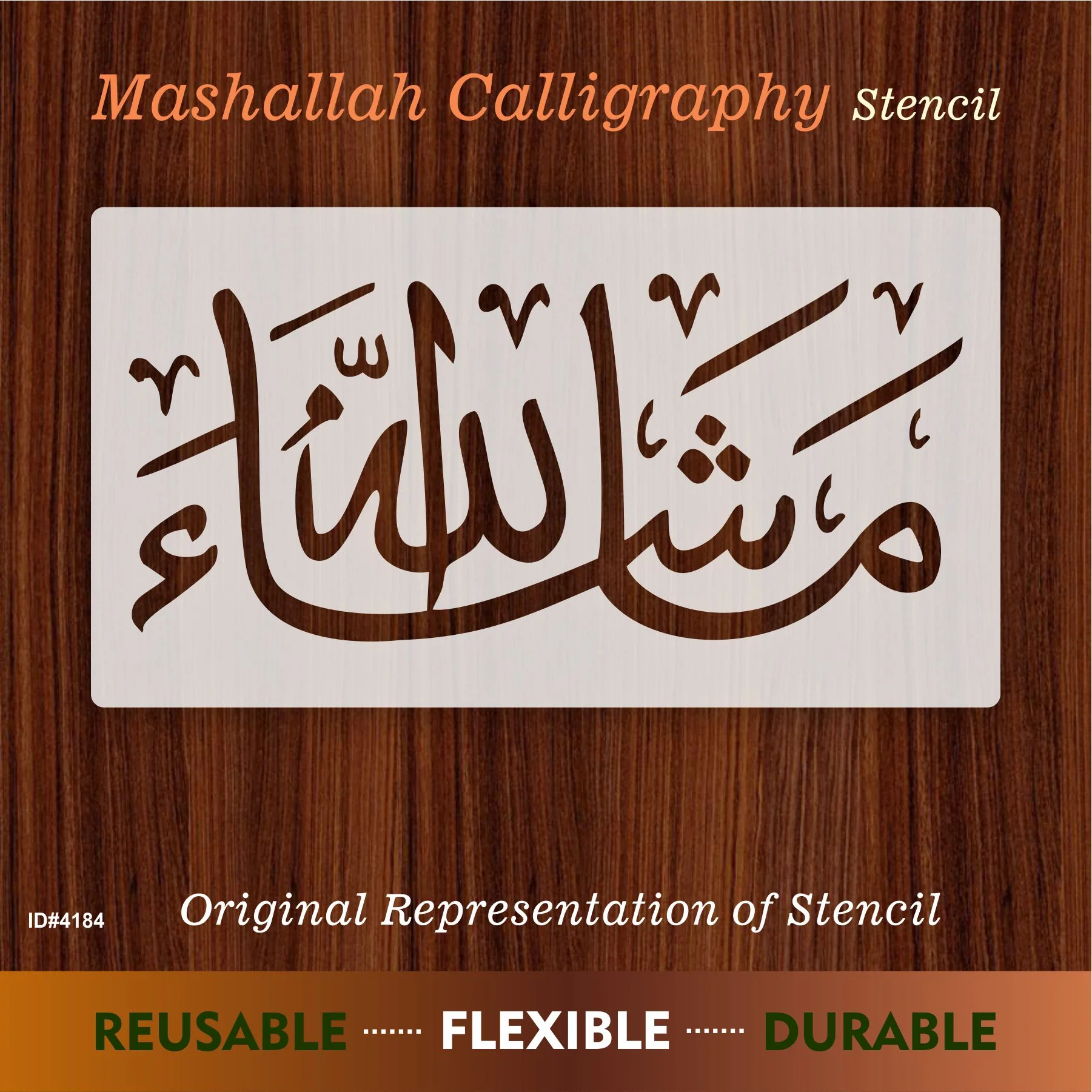 Mashallah Art Islamic Calligraphy Islamic Reusable Stencil for Canvas and wall painting.ID#4184 - Image 7
