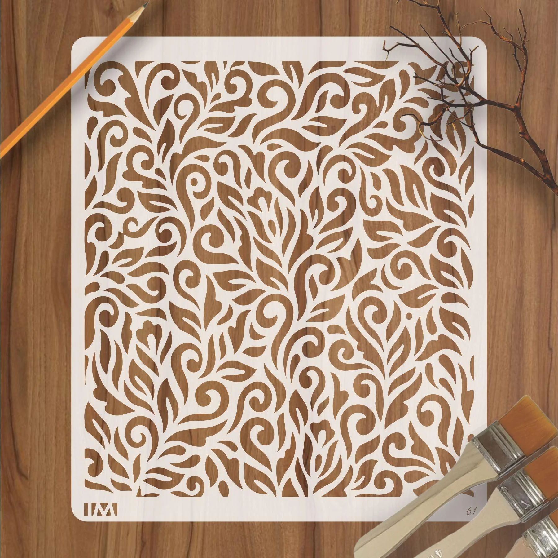 Messy Floral Reusable Stencil for Canvas and wall painting.ID#61