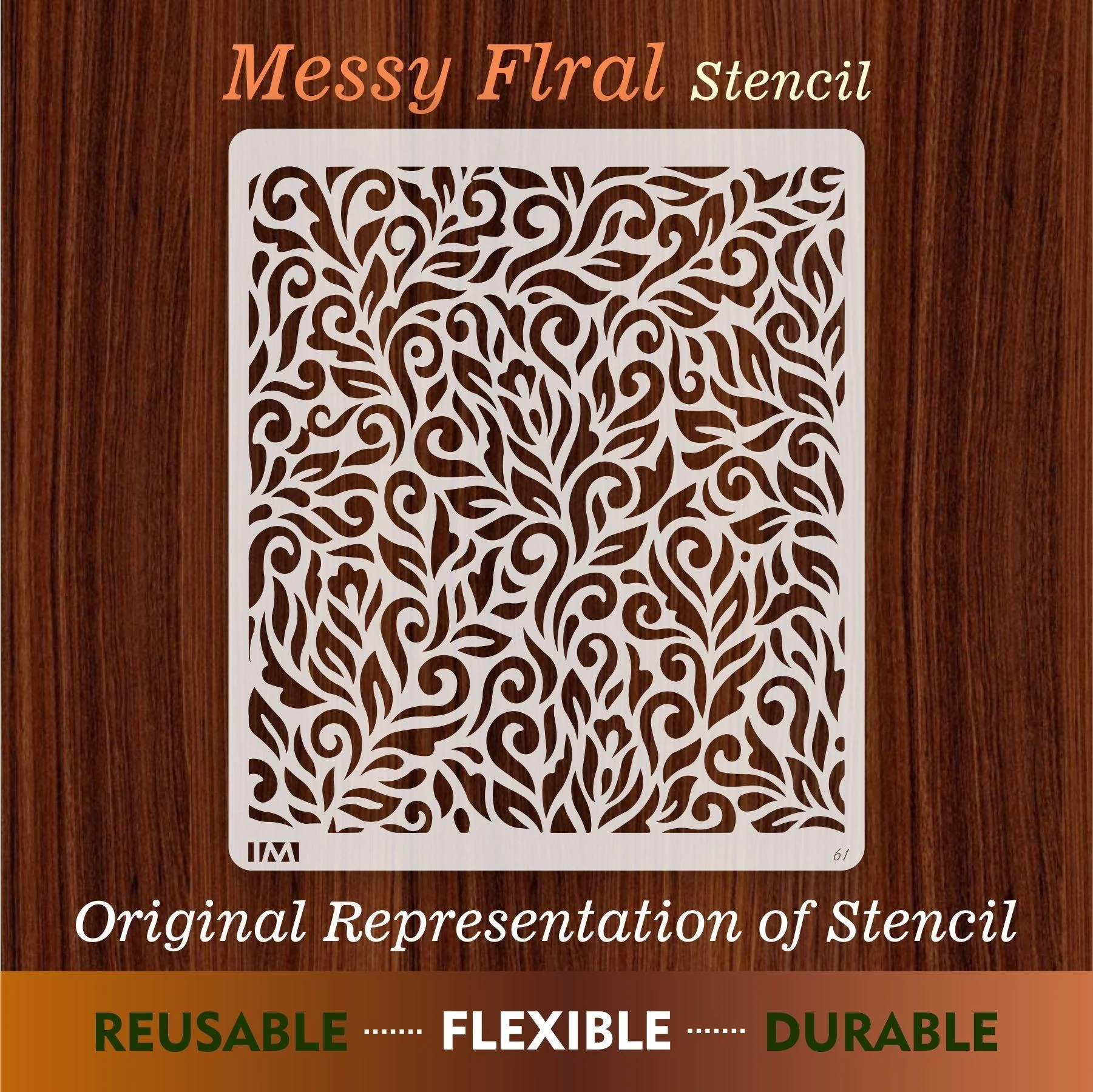 Messy Floral Reusable Stencil for Canvas and wall painting.ID#61 - Image 5