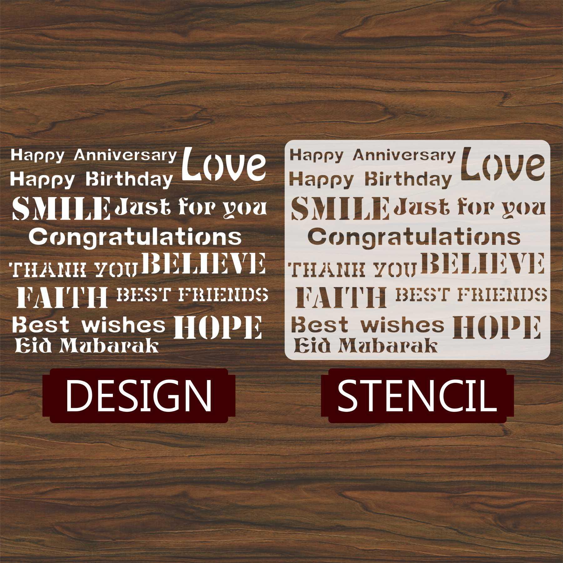 Mixx Wishes Words Reusable Stencil For Canvas And Wall Painting.ID#142 - Image 2