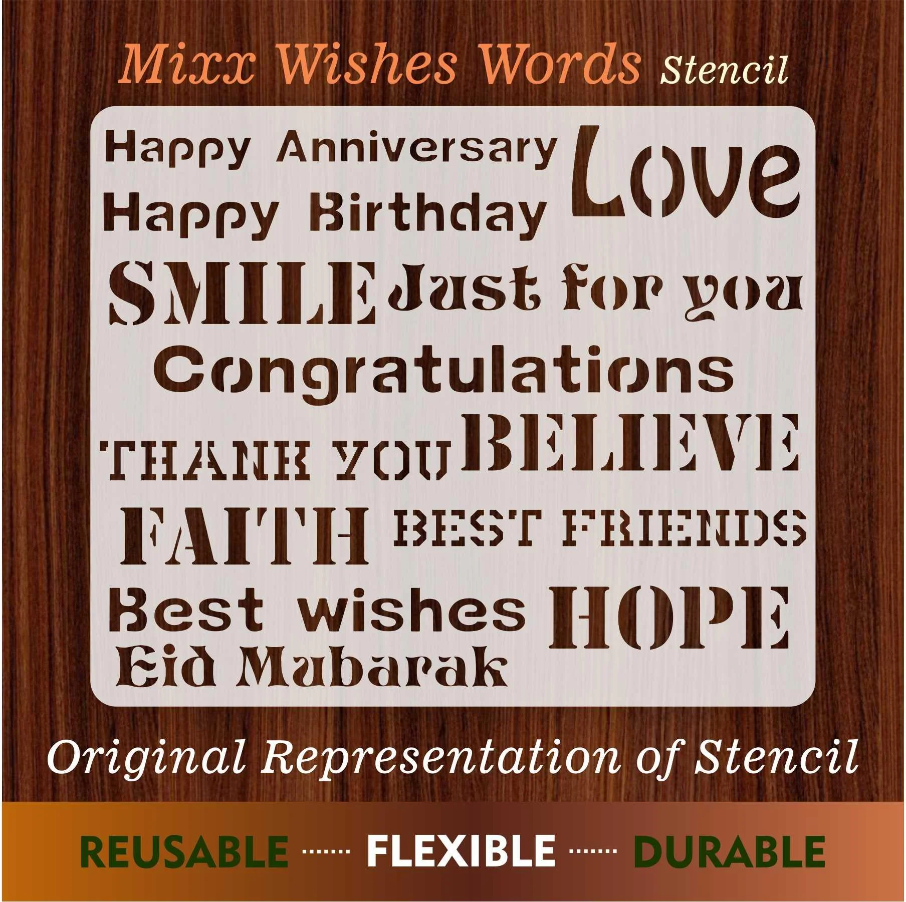 Mixx Wishes Words Reusable Stencil For Canvas And Wall Painting.ID#142 - Image 8