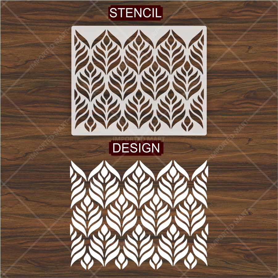Modern Geometric Leaf Stencil for Wall, Furniture & Fabric Décor – Bold Botanical Pattern – ID# 662 - Image 4