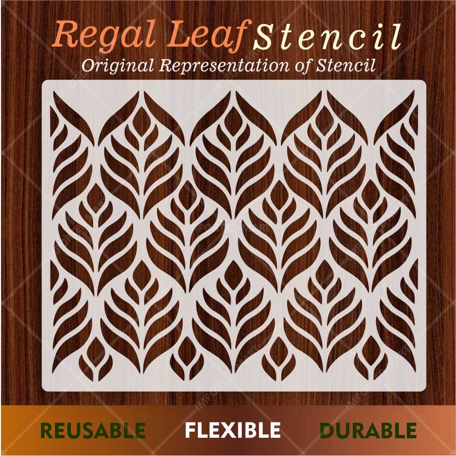 Modern Teardrop Leaf Stencil for Wall, Wood & Fabric – Bold Botanical Pattern – ID# 662