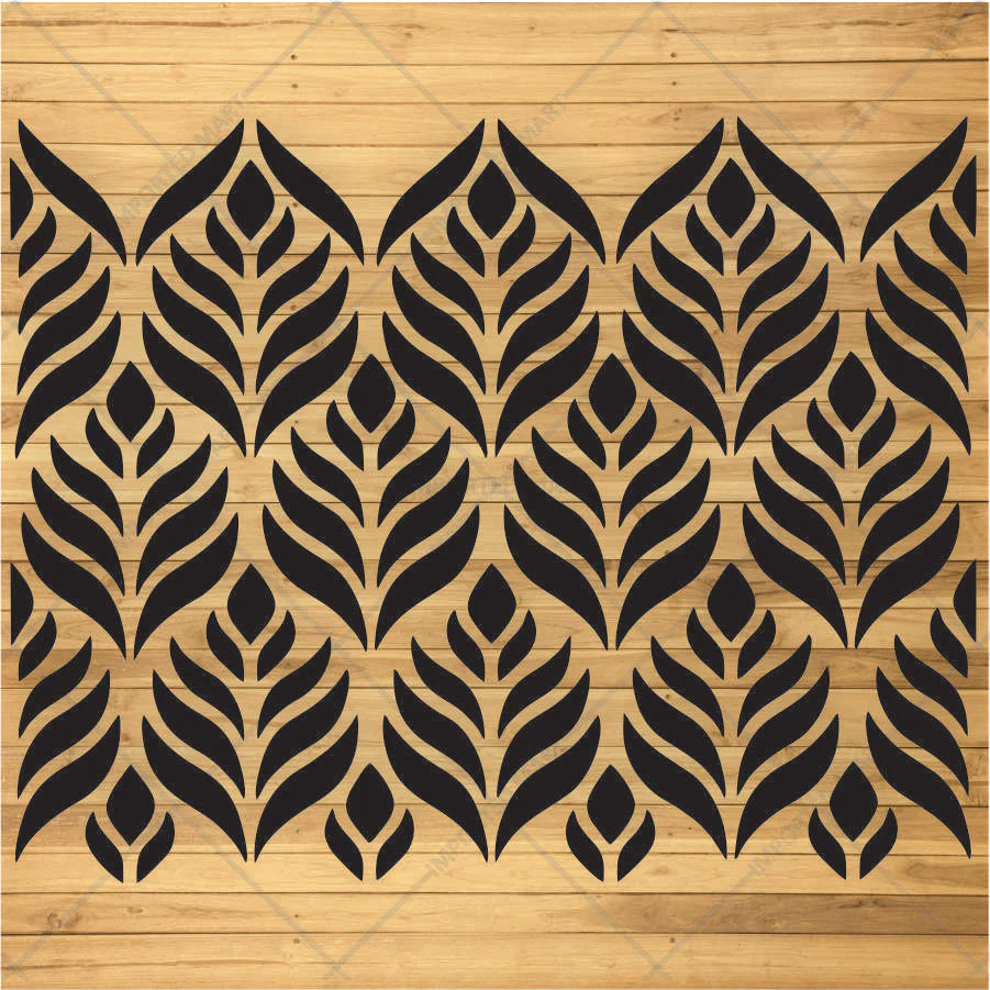 Modern Teardrop Leaf Stencil for Wall, Wood & Fabric – Bold Botanical Pattern – ID# 662 - Image 3