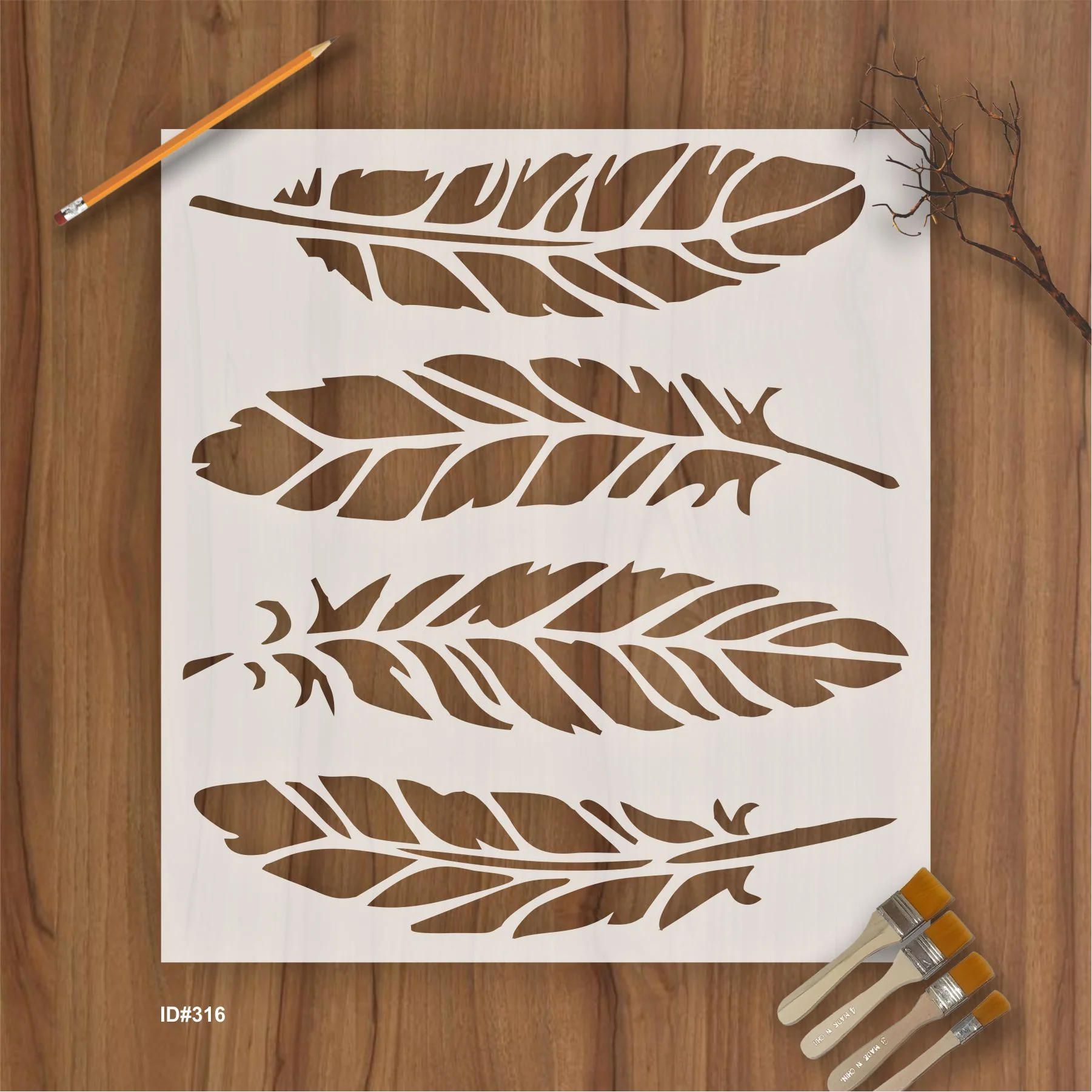 Modren leaves Reusable Stencil For Canvas And Wall Painting.lD #316