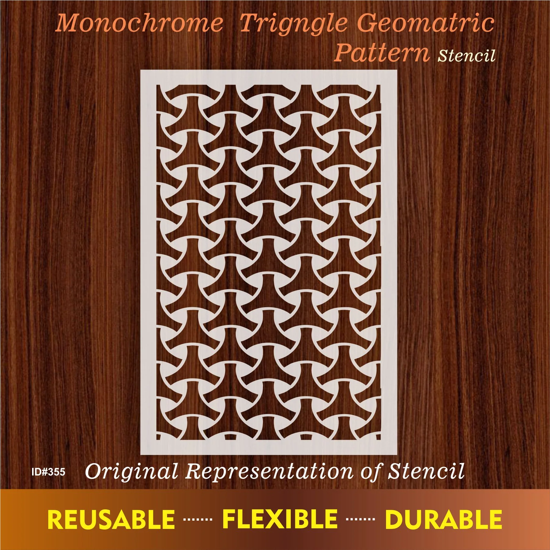 Monochrome Trignlgle Geomatric Pattren Setncil Reusable Stencil For Canvas And Wall Painting.ID #355 - Image 7