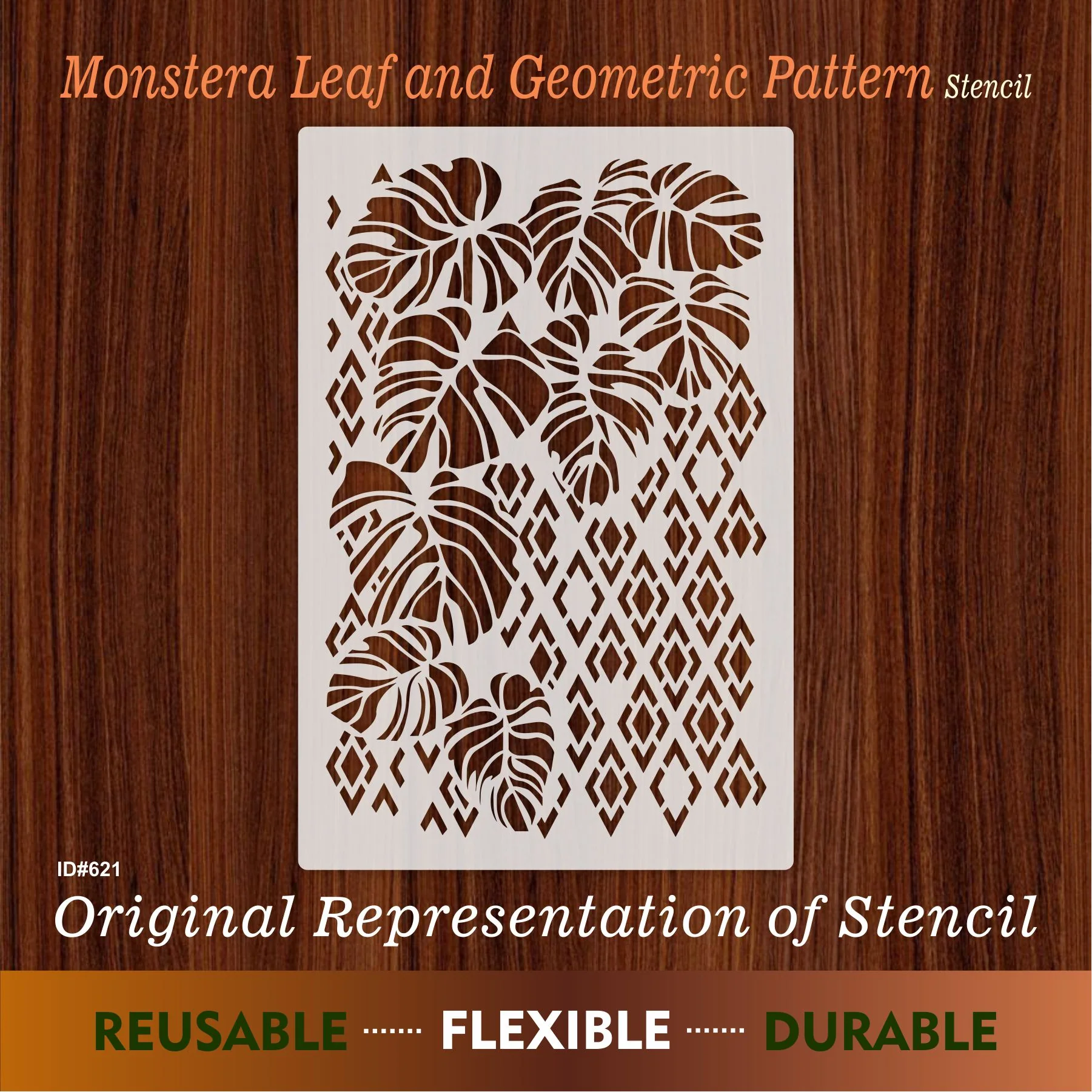 Monstera Leaf and Geometric Pattern Stencil Painting Scrapbook Coloring Embossing Album Decor Template - Image 4