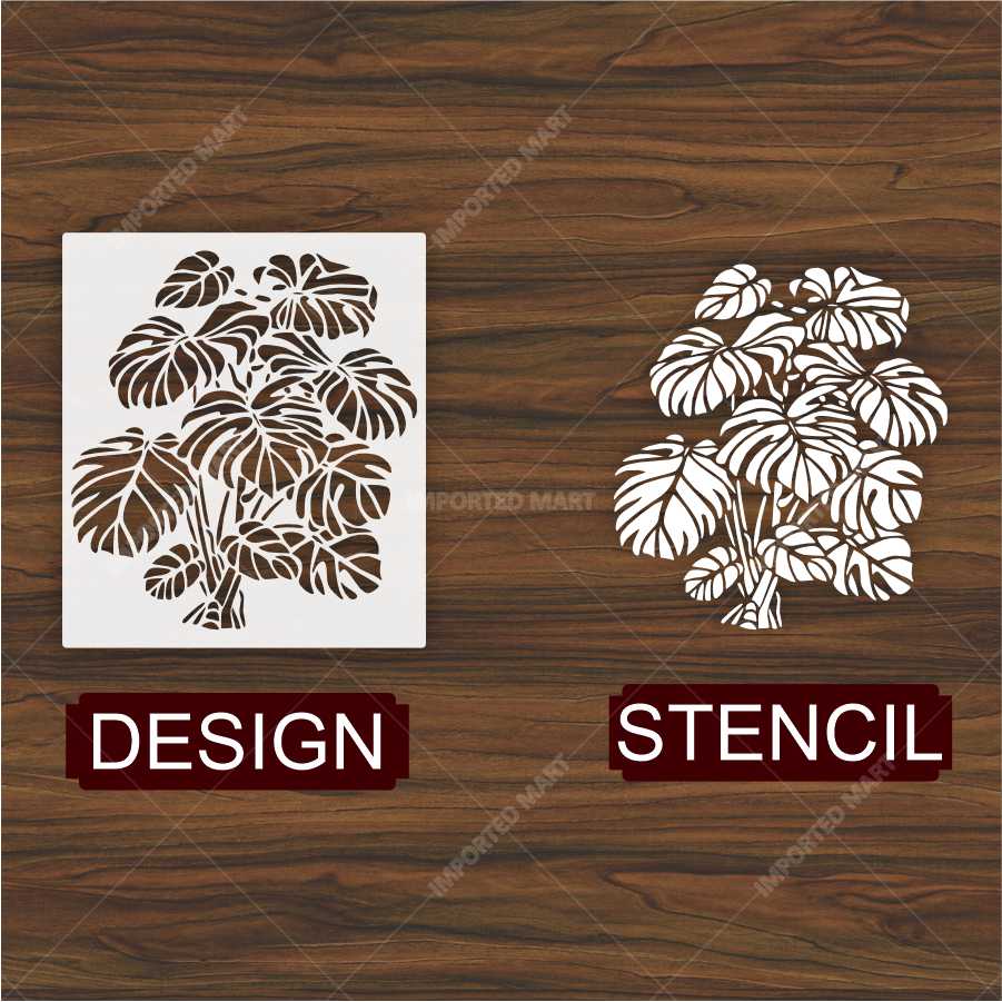 Monstera Leaf Stencil for Wall & Wood Painting – Tropical Botanical Design – ID# 639 - Image 2