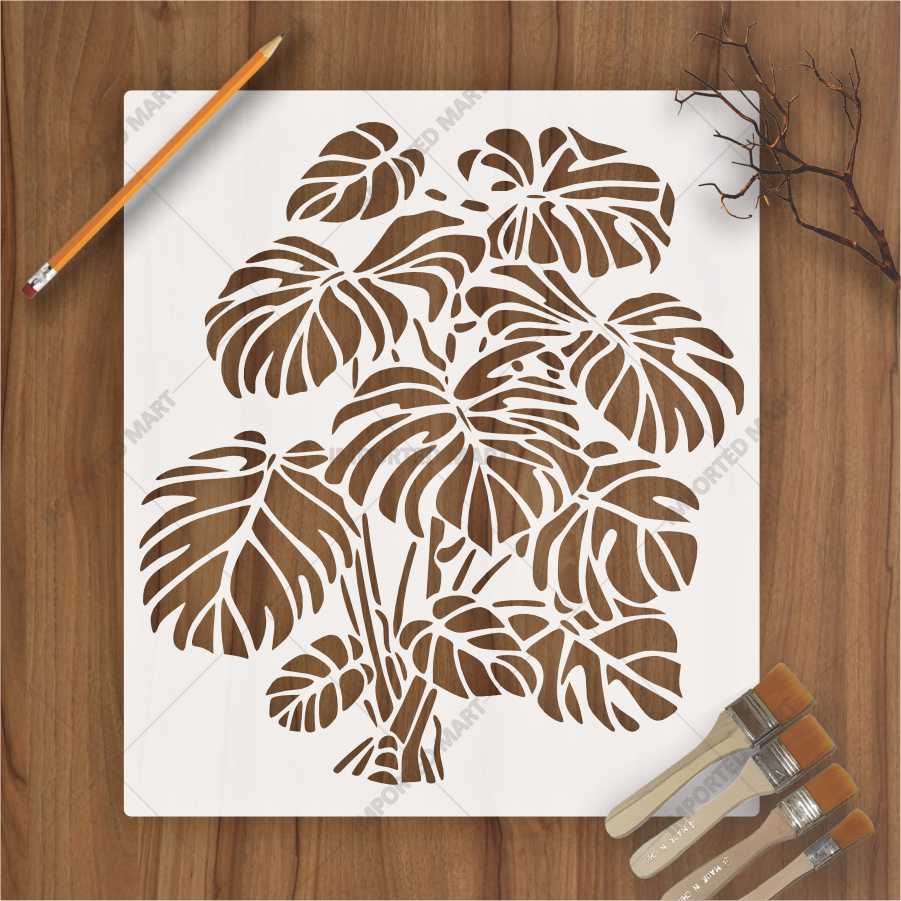 Monstera Leaf Stencil for Wall & Wood Painting – Tropical Botanical Design – ID# 639 - Image 3