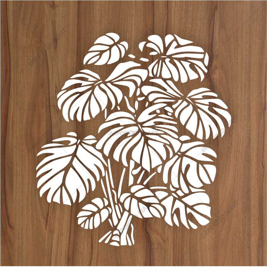 Monstera Leaf Stencil for Wall & Wood Painting – Tropical Botanical Design – ID# 639 - Image 4