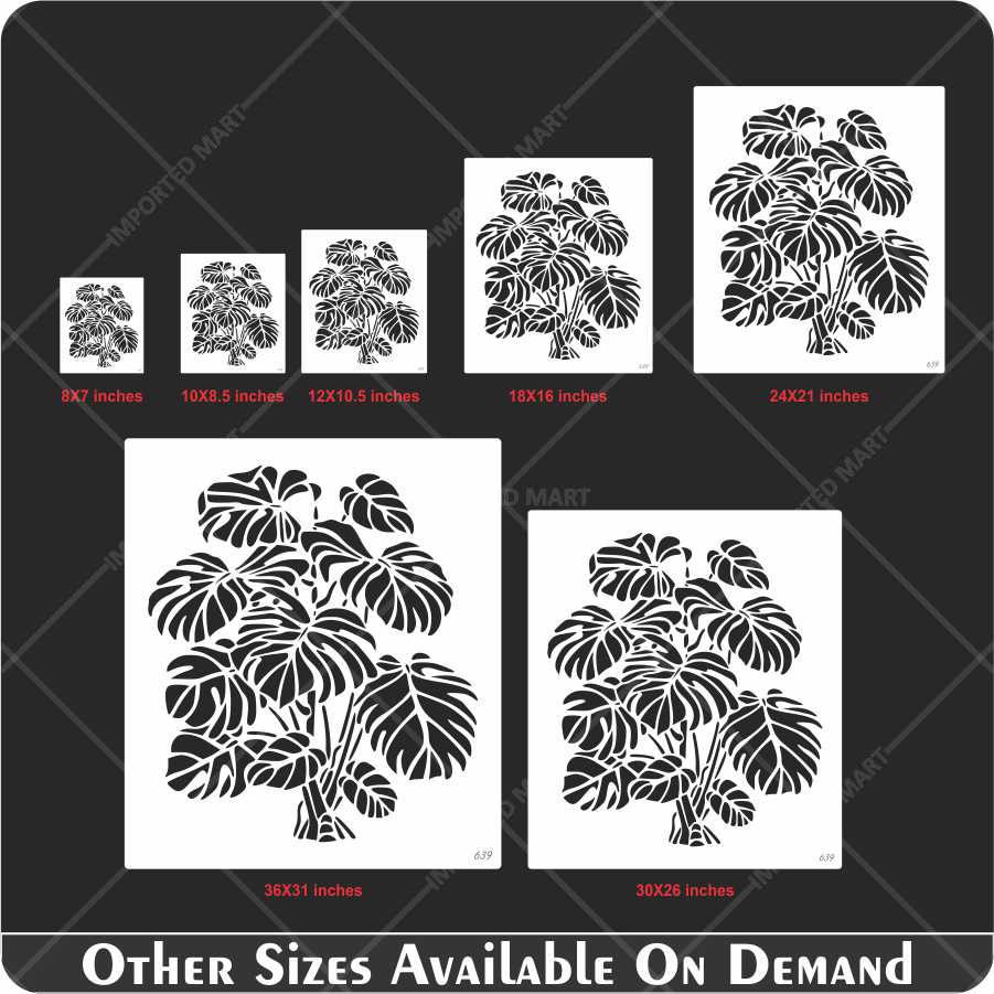 Monstera Leaf Stencil for Wall & Wood Painting – Tropical Botanical Design – ID# 639 - Image 5
