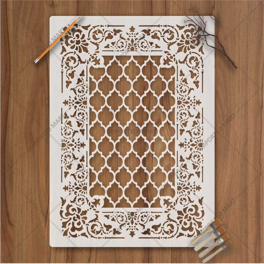 Moroccan Carpet Stencil for Wall, Floor & Furniture Art – Arabic Geometric Rug Pattern Design – ID# 710 - Image 3