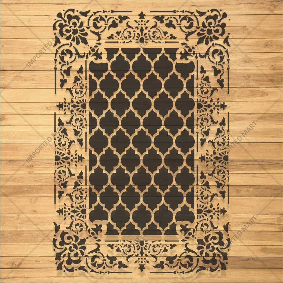 Moroccan Carpet Stencil for Wall, Floor & Furniture Art – Arabic Geometric Rug Pattern Design – ID# 710 - Image 4