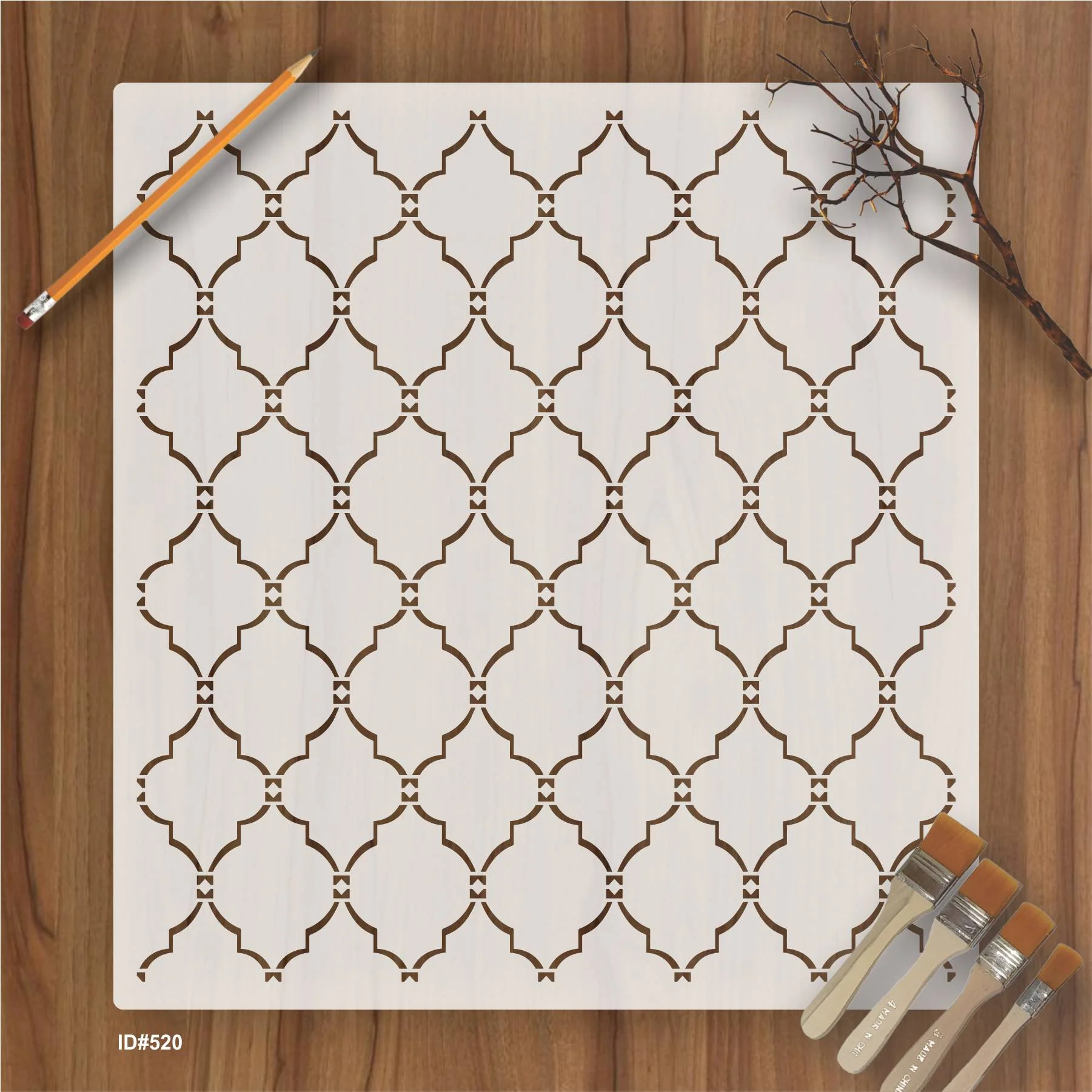 Moroccan Line Pattern Stencil for Painting on Wood, Canvas, Paper, Fabric, Floor, Wall. ID #520