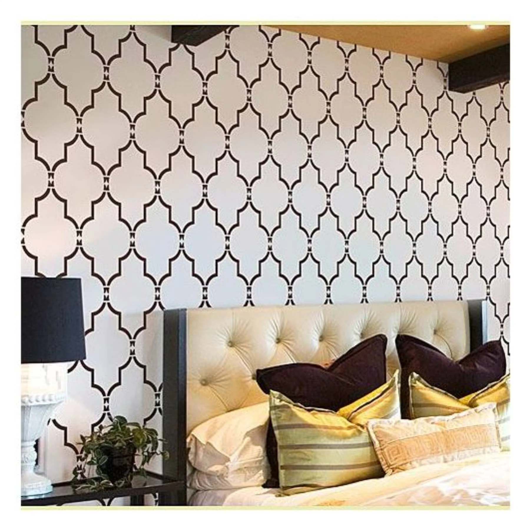 Moroccan Line Pattern Stencil for Painting on Wood, Canvas, Paper, Fabric, Floor, Wall. ID #520 - Image 4