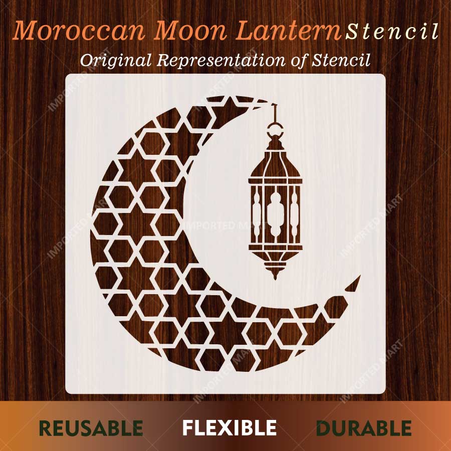 Moroccan Moon Lantern Stencil for Wall, Wood, Furniture & Ramadan Decor – Islamic Crescent Design – ID# 772 - Image 2