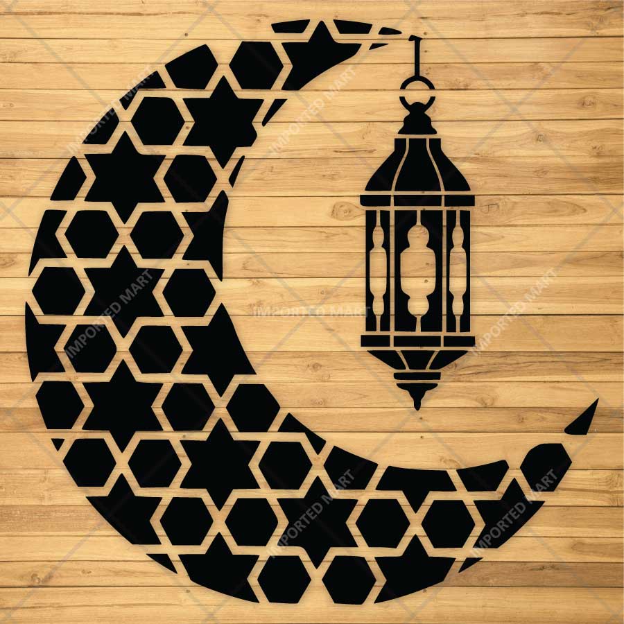Moroccan Moon Lantern Stencil for Wall, Wood, Furniture & Ramadan Decor – Islamic Crescent Design – ID# 772 - Image 3