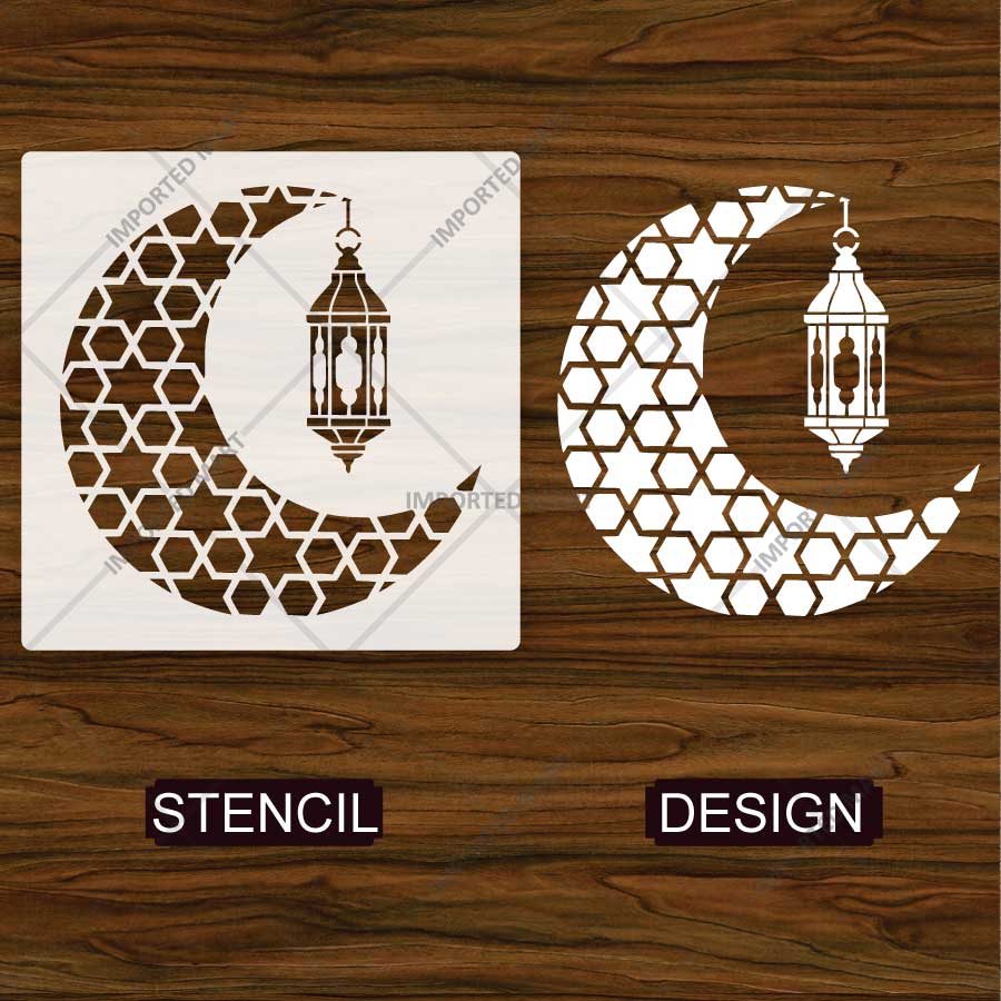 Moroccan Moon Lantern Stencil for Wall, Wood, Furniture & Ramadan Decor – Islamic Crescent Design – ID# 772 - Image 4