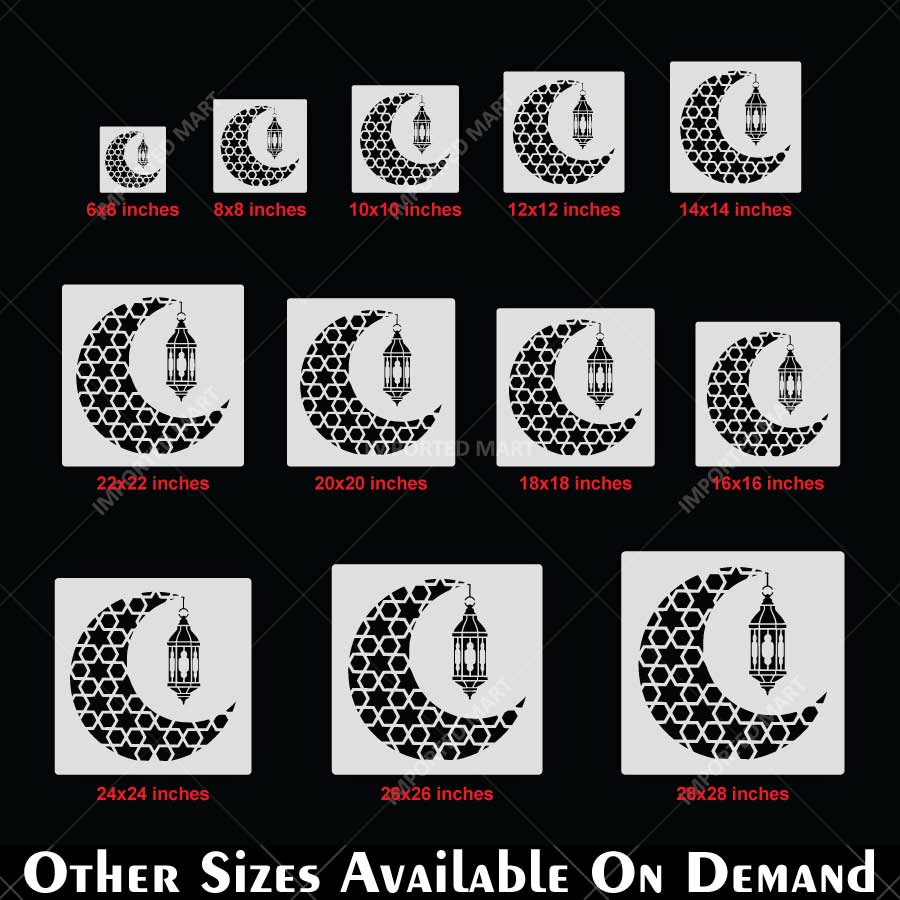 Moroccan Moon Lantern Stencil for Wall, Wood, Furniture & Ramadan Decor – Islamic Crescent Design – ID# 772 - Image 5