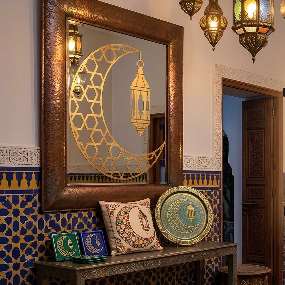 Moroccan Moon Lantern Stencil for Wall, Wood, Furniture & Ramadan Decor – Islamic Crescent Design – ID# 772 - Image 7