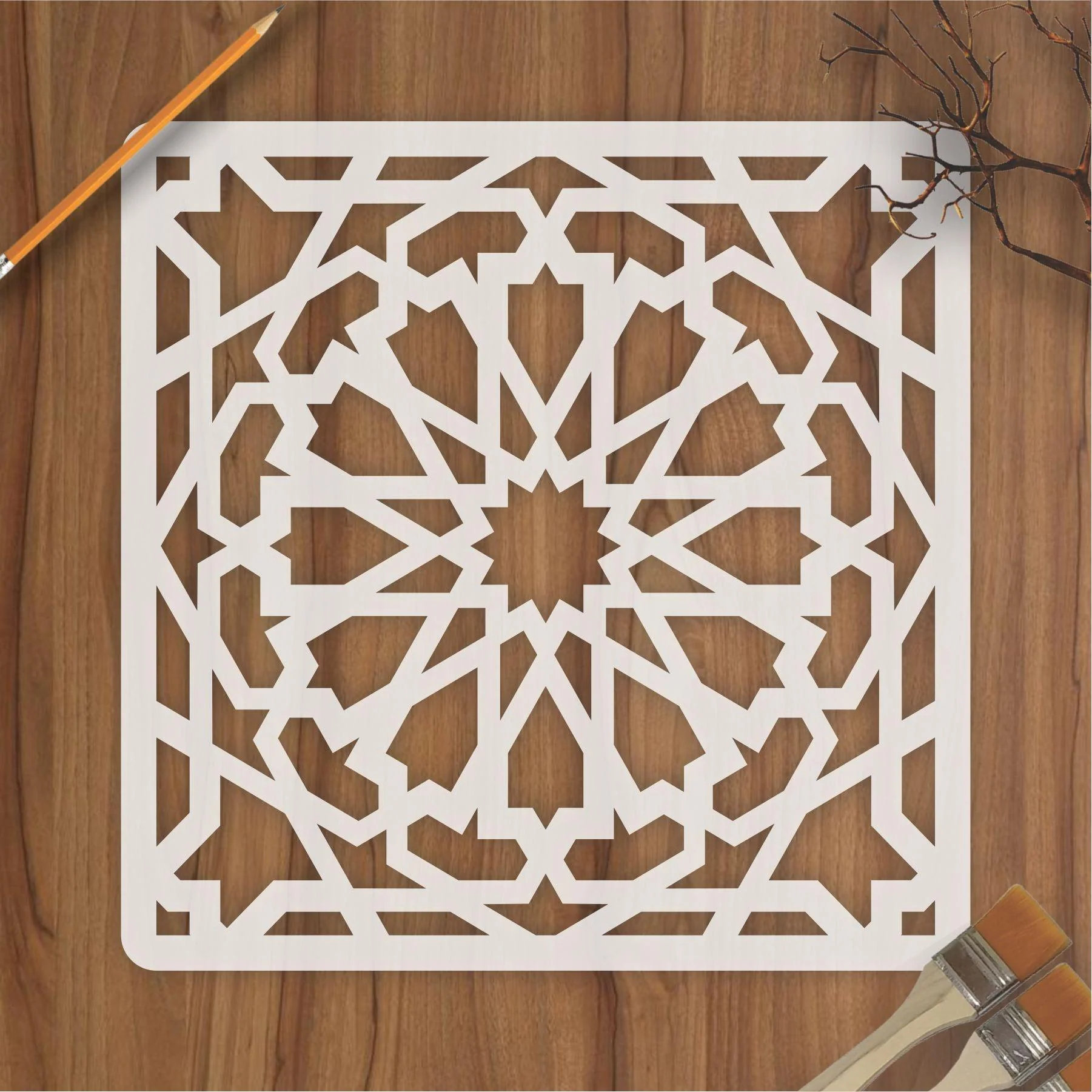 Geometric islamic Pattern Reusable Stencil For Canvas And Wall Painting.ID#194
