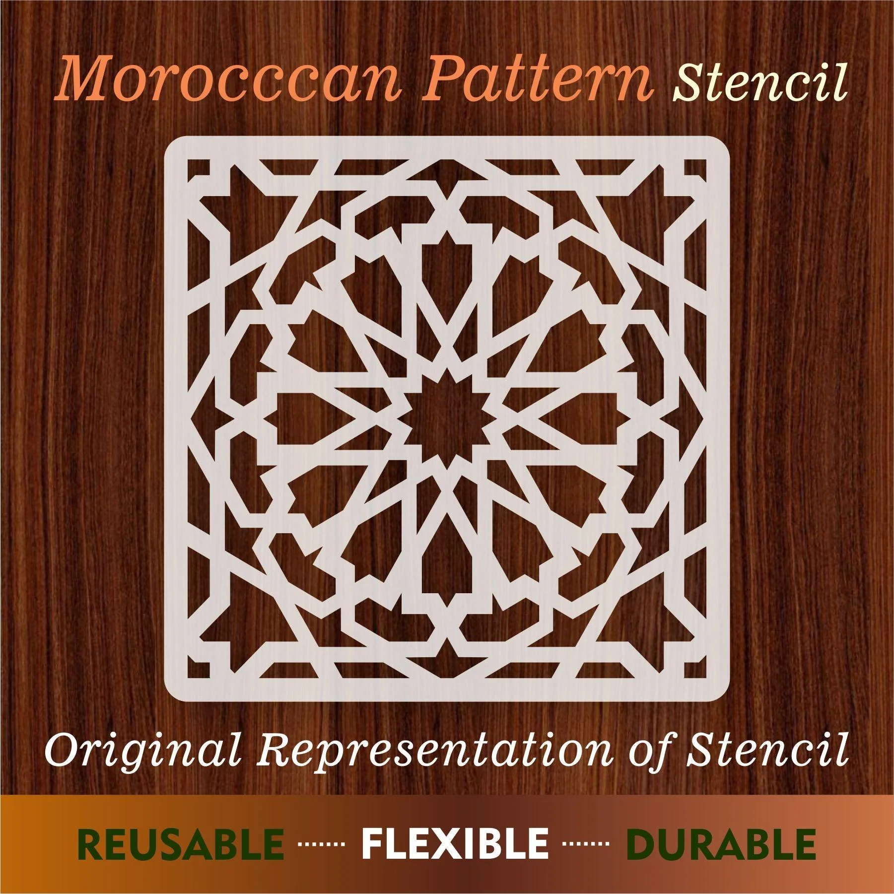 Geometric islamic Pattern Reusable Stencil For Canvas And Wall Painting.ID#194 - Image 10