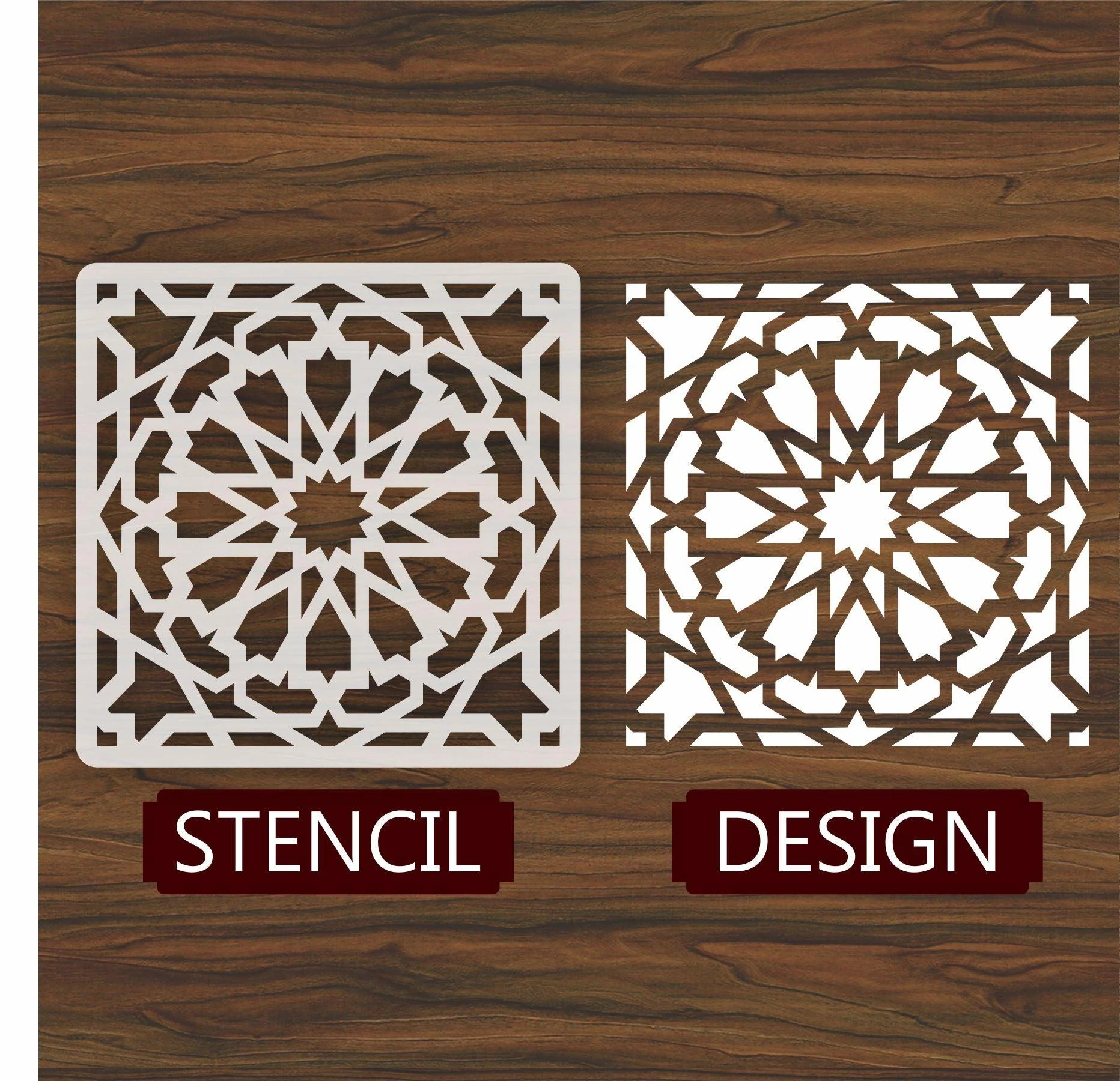 Geometric islamic Pattern Reusable Stencil For Canvas And Wall Painting.ID#194 - Image 3