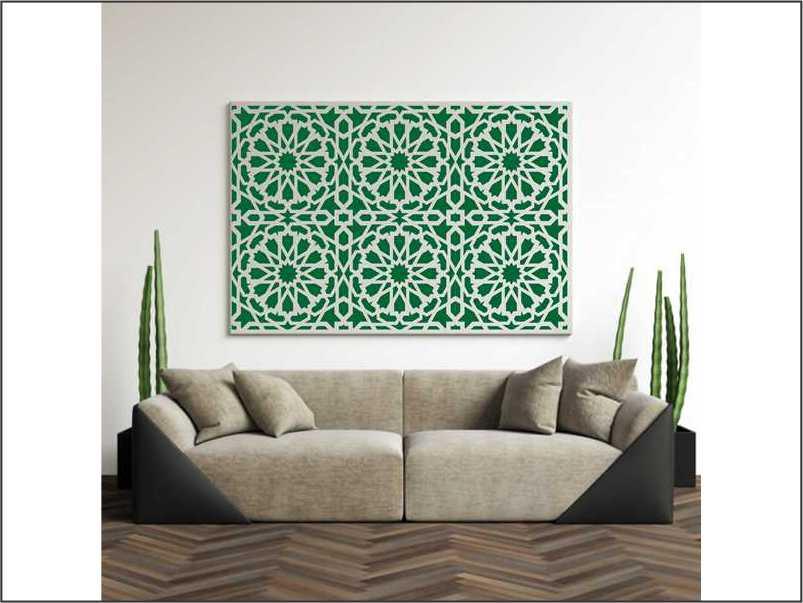 Geometric islamic Pattern Reusable Stencil For Canvas And Wall Painting.ID#194 - Image 6