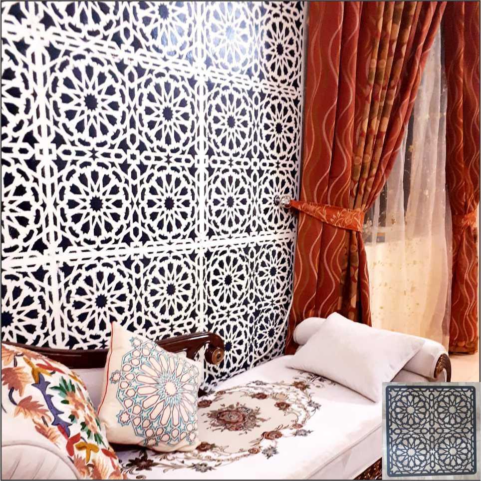 Geometric islamic Pattern Reusable Stencil For Canvas And Wall Painting.ID#194 - Image 8