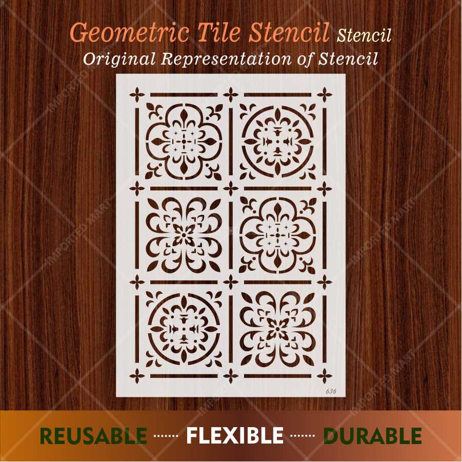 Moroccan Tile Grid Stencil – Reusable Wall, Floor & Furniture Design for Painting – ID# 636 - Image 2