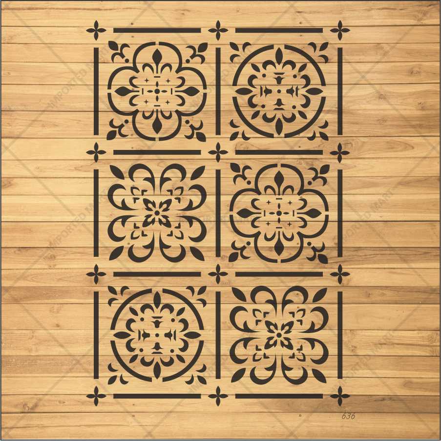 Moroccan Tile Grid Stencil – Reusable Wall, Floor & Furniture Design for Painting – ID# 636 - Image 3