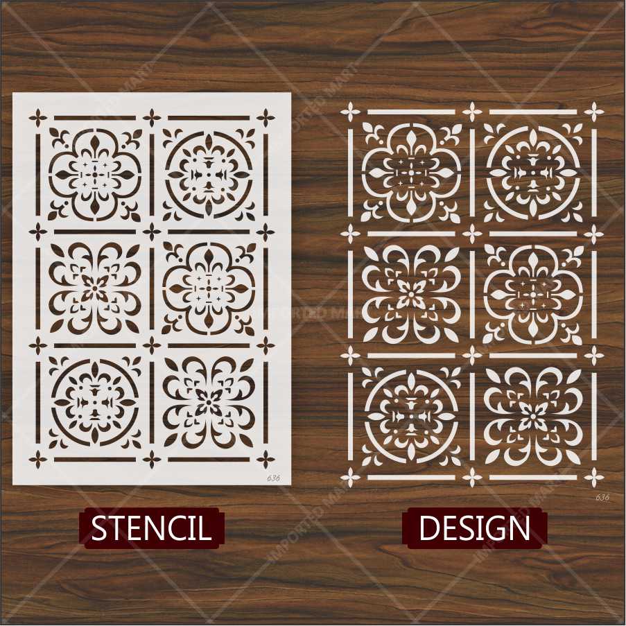 Moroccan Tile Grid Stencil – Reusable Wall, Floor & Furniture Design for Painting – ID# 636 - Image 4