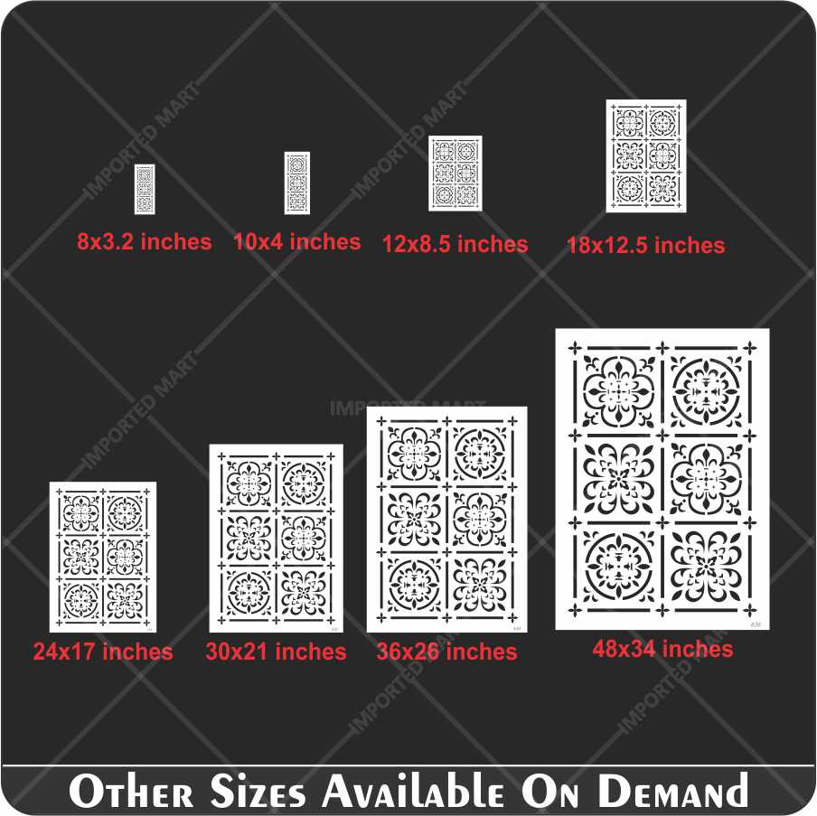 Moroccan Tile Grid Stencil – Reusable Wall, Floor & Furniture Design for Painting – ID# 636 - Image 5