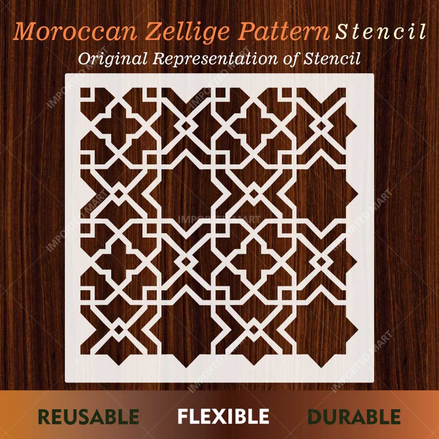 Moroccan Zellige Tile Stencil for Wall, Floor, Wood & Furniture Decor – Islamic Geometric Pattern – ID# 766 - Image 2
