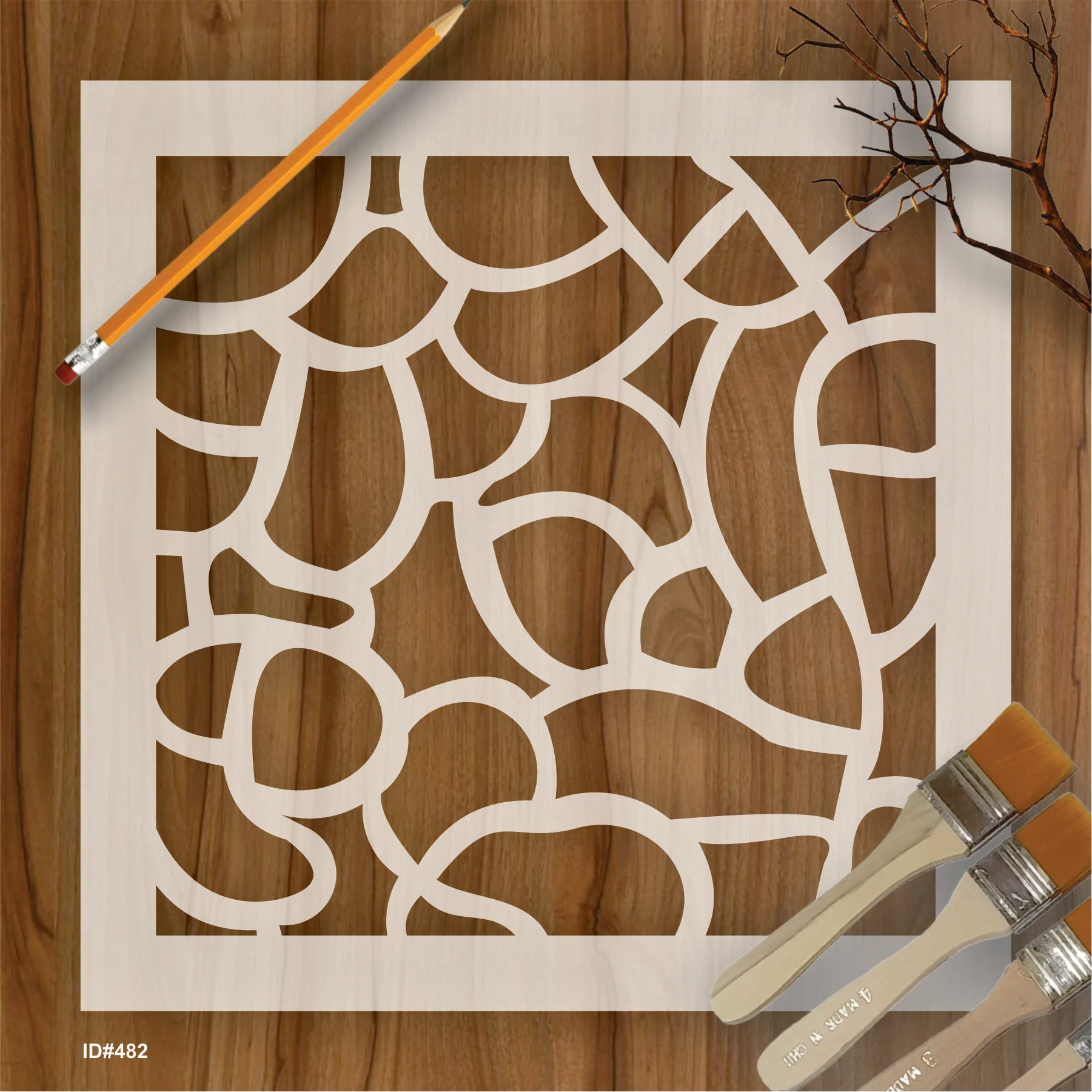 Mosaic Seamless Pattern Reusable Stencil For Canvas And Wall Painting. ID #482