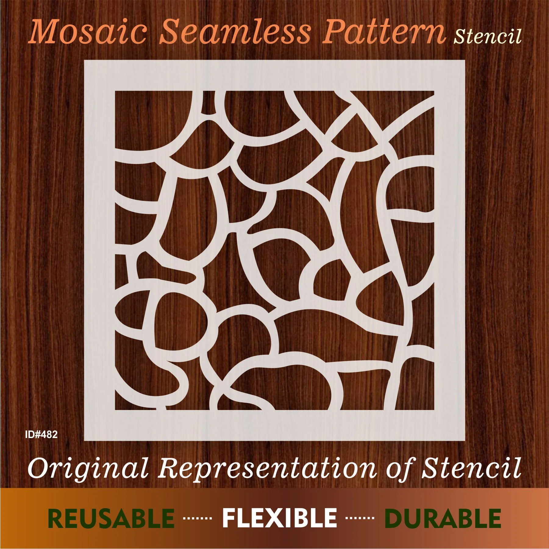 Mosaic Seamless Pattern Reusable Stencil For Canvas And Wall Painting. ID #482 - Image 6