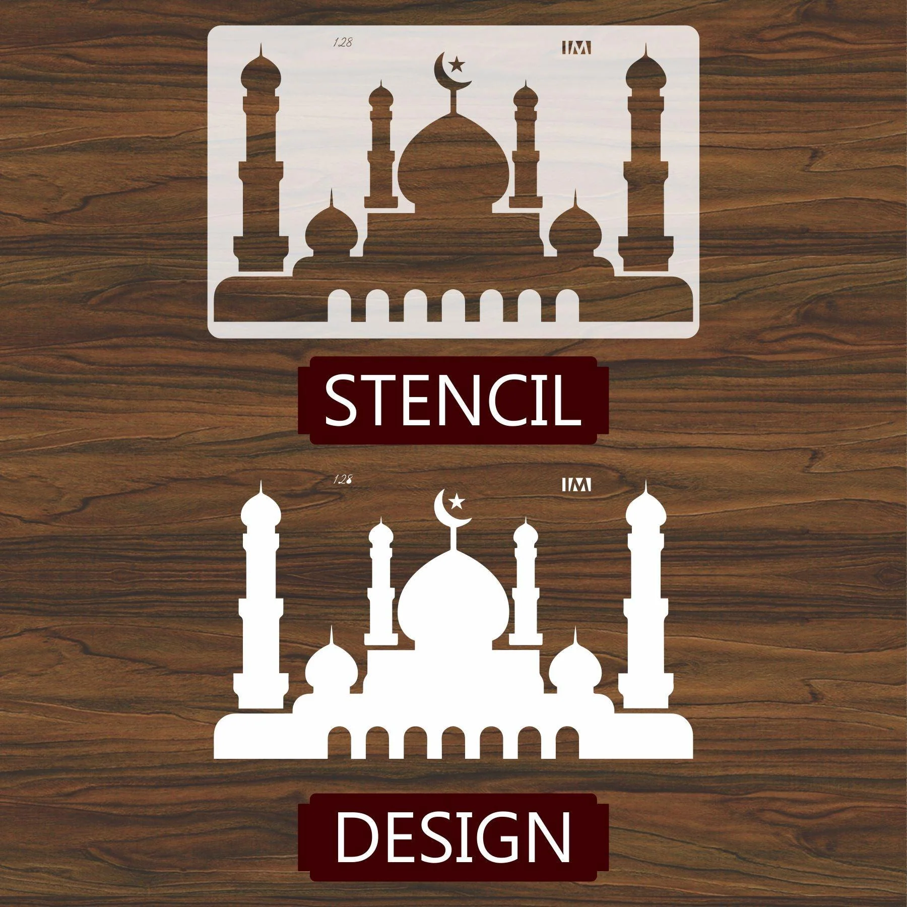 Mosque Silhouette Islamic Reusable Stencil for Canvas and wall painting.ID#128 - Image 3