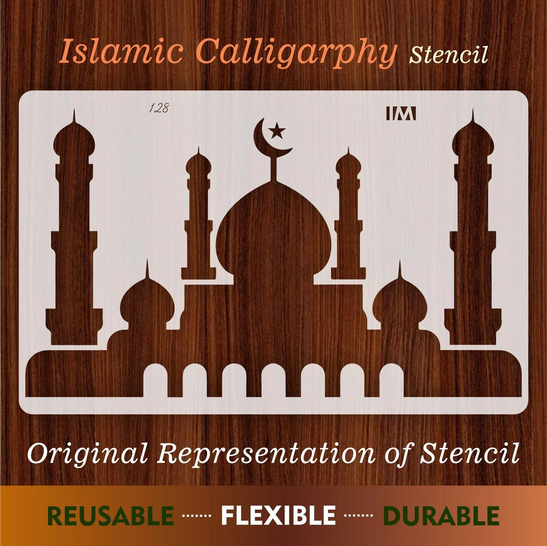 Mosque Silhouette Islamic Reusable Stencil for Canvas and wall painting.ID#128 - Image 5