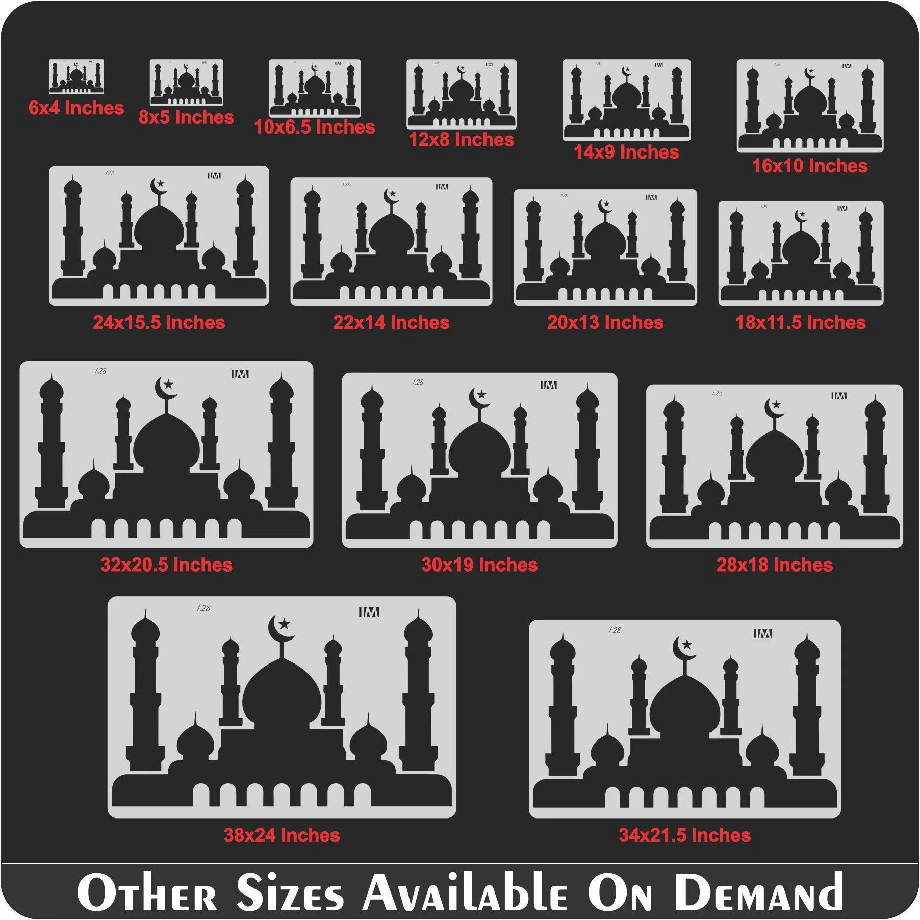 Mosque Silhouette Islamic Reusable Stencil for Canvas and wall painting.ID#128 - Image 6