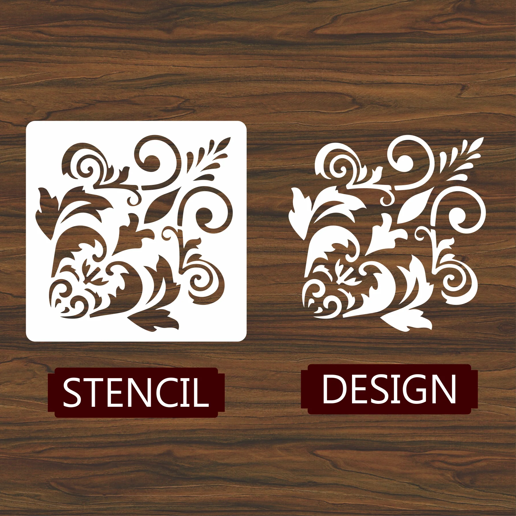Motif Damask Pattern Reusable Stencil For Canvas And Wall Painting.ID#234 - Image 3