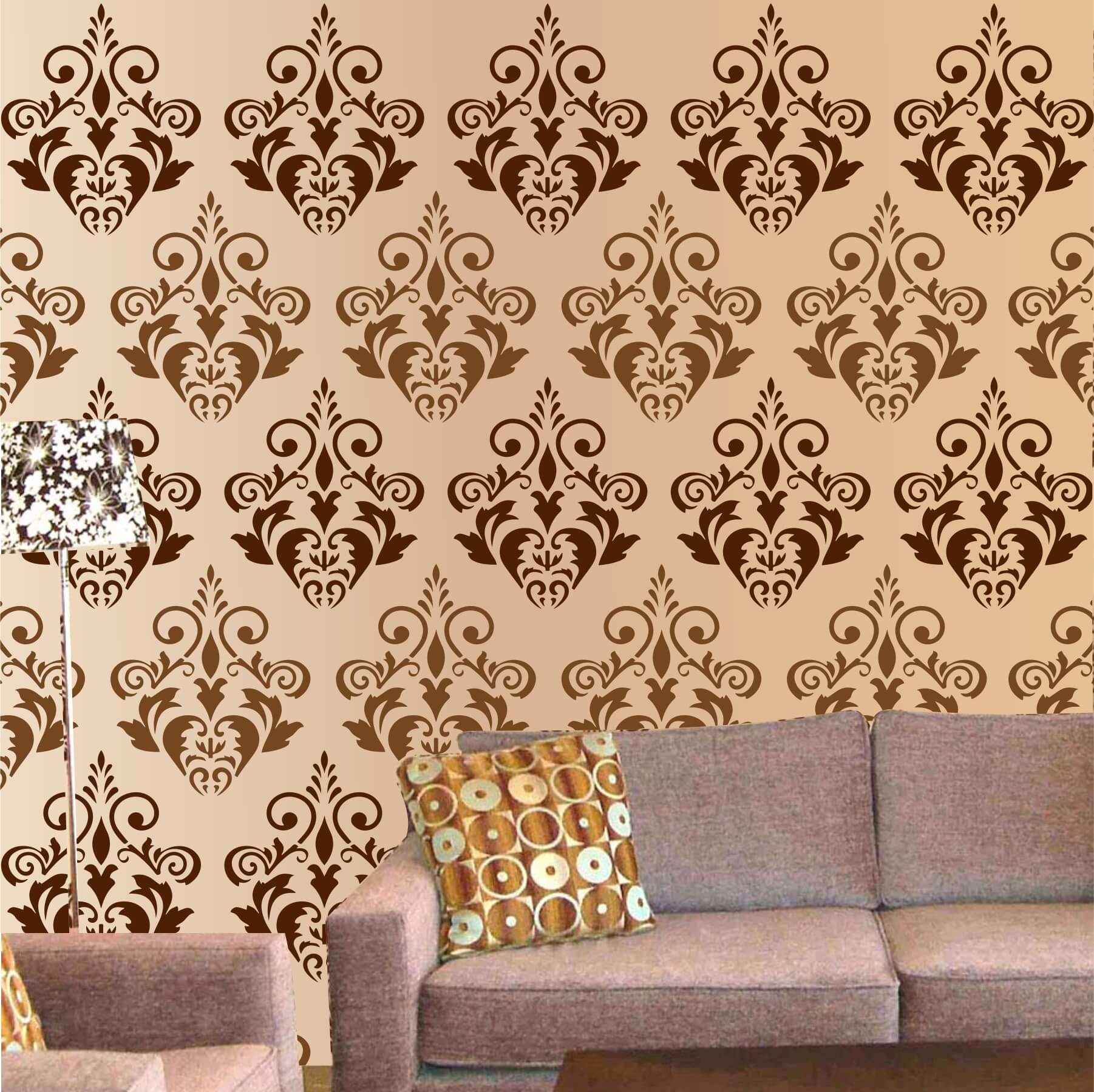 Motif Damask Pattern Reusable Stencil For Canvas And Wall Painting.ID#234 - Image 4