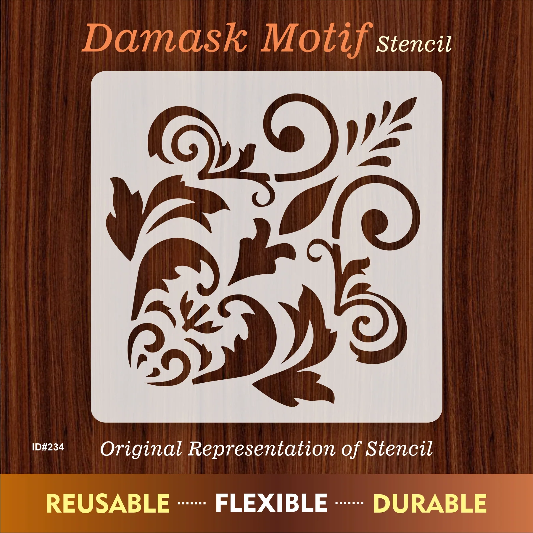 Motif Damask Pattern Reusable Stencil For Canvas And Wall Painting.ID#234 - Image 7