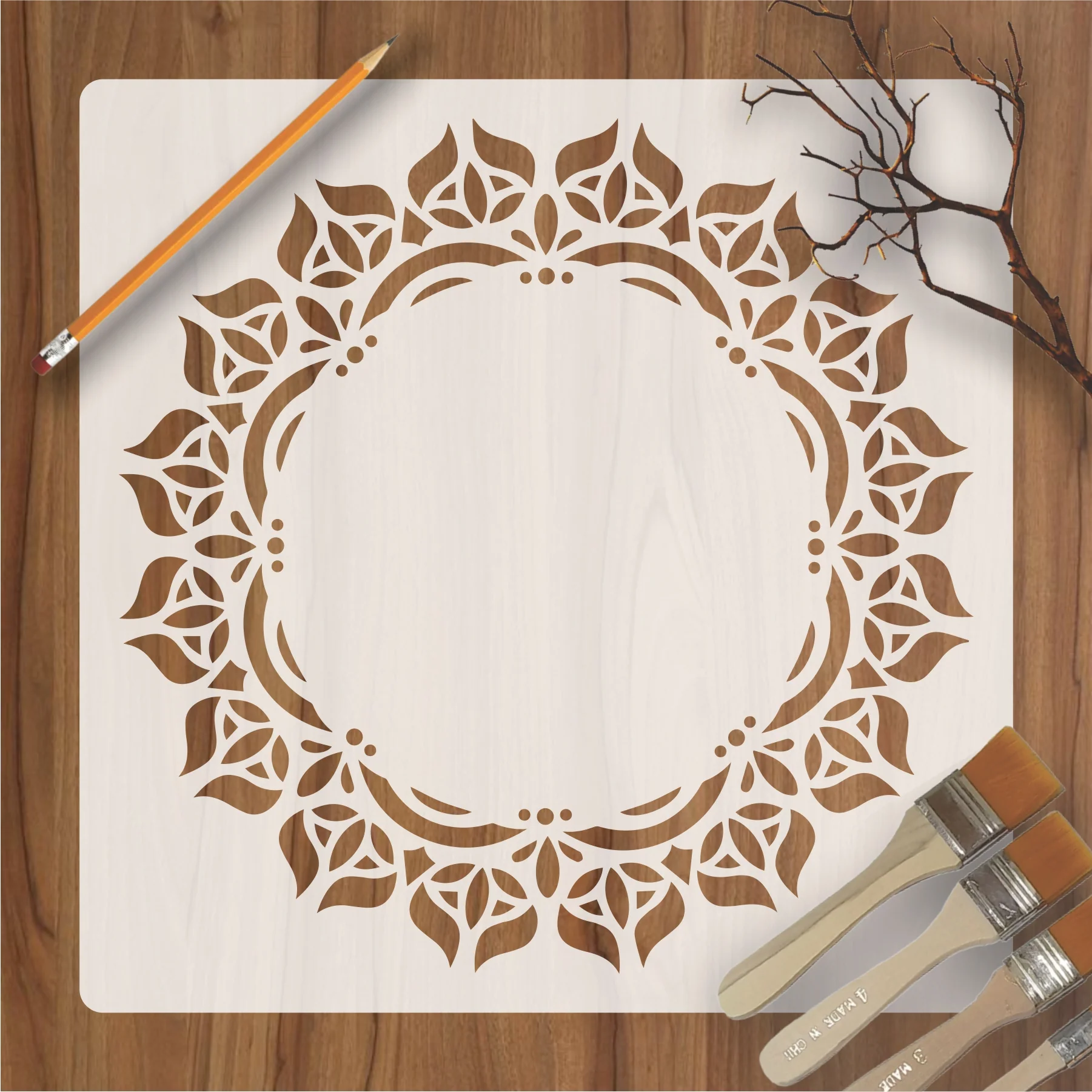 Motif Mandala Round Border Mandala Reusable Stencil For Canvas And Wall Painting.ID#256
